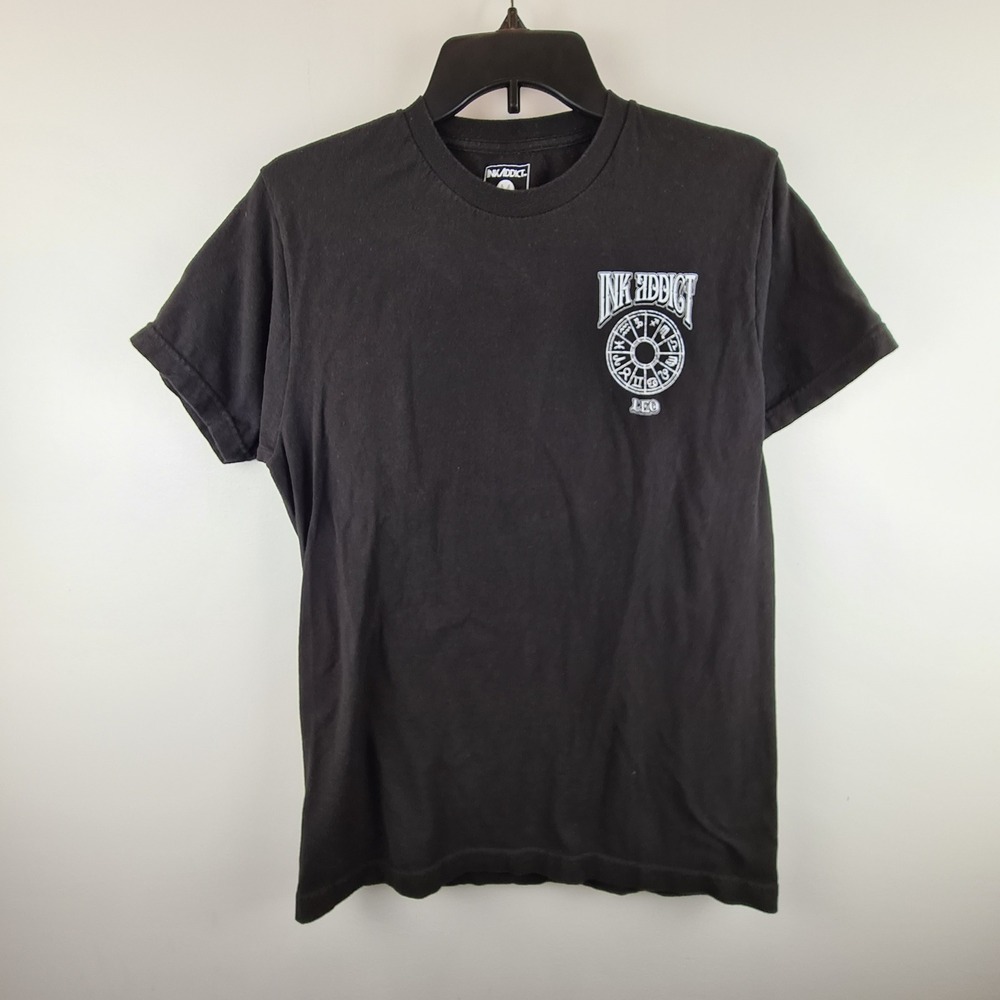InkAddict Mens Leo Zodiac Lion Graphic T-Shirt‎ Black Medium Astrology Tee